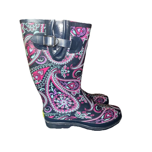 Western Chief Wild Paisley Navy Rain Boots, Women's 9 - Picture 2 of 5